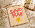 Personalized Girl Name Wall Art, Retro Sunshine Nursery Decor, Custom Digital Download Baby Gift