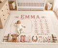 Personalized Cowgirl Milestone Blanket, My First Year Blanket, Western Baby Girl Milestone Blanket, Pink Highland Cow Monthly