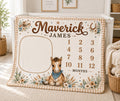 Personalized Cowboy Milestone Blanket, Baby Boy Monthly Milestone Blanket, Western Baby Blanket, Horse Nursery Decor, Custom 