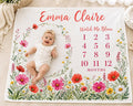 Personalized Wildflower Milestone Blanket, Baby Girl Monthly Milestone Blanket, Watch Me Bloom Blanket, Custom Name Baby Show