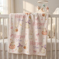 Personalized Halloween Bunny Blanket, Personalized Halloween Baby Blanket, Cute Ghost Bunny Blanket, Custom Baby Name Blanket