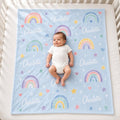 Personalized Rainbow Baby Blanket, Custom Name Girl Blanket, Pastel Rainbow Nursery Blanket, Baby Shower Gift, Newborn Keepsa