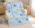 Personalized Fish Baby Blanket, Custom Name Boy Blanket, Ocean Nursery Blanket, Under the Sea Baby Gift, Personalized Toddler