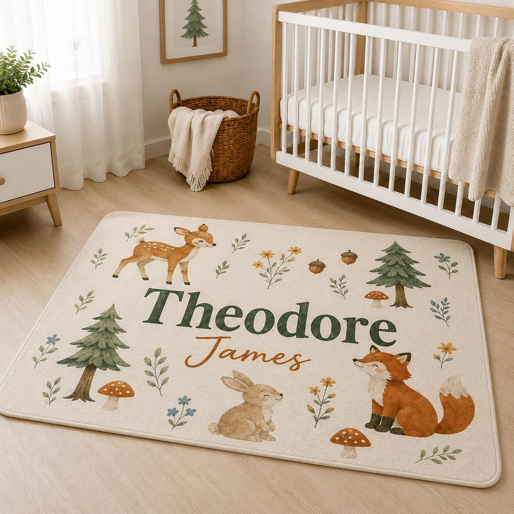 Personalized Nursery Rug, Custom Name Round Rug, Floral Baby Girl Room Decor, Daisy Kids Rug, Personalized Baby Shower Gift
