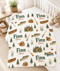 Personalized Fishing Baby Blanket, Custom Name Boy Blanket, Trout Nursery Decor, Lake Cabin Baby Gift, Outdoors Baby Shower G