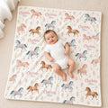 Personalized Horse Baby Blanket, Custom Name Baby Girl Blanket, Pony Nursery Decor, Equestrian Baby Gift, Floral Horse Blanke