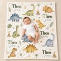 Personalized Dinosaur Baby Blanket, Custom Name Boy Blanket, Dino Nursery Decor, Prehistoric Baby Gift, Dinosaur Newborn Blan