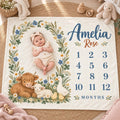 Personalized Farm Milestone Blanket, Highland Cow Baby Blanket, Custom Baby Name Monthly Milestone Blanket, Baby Shower Gift,