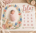 Personalized Western Baby Girl Milestone Blanket, Cowgirl Horse Monthly Blanket, Custom Name Baby Blanket, Baby Shower Gift, 