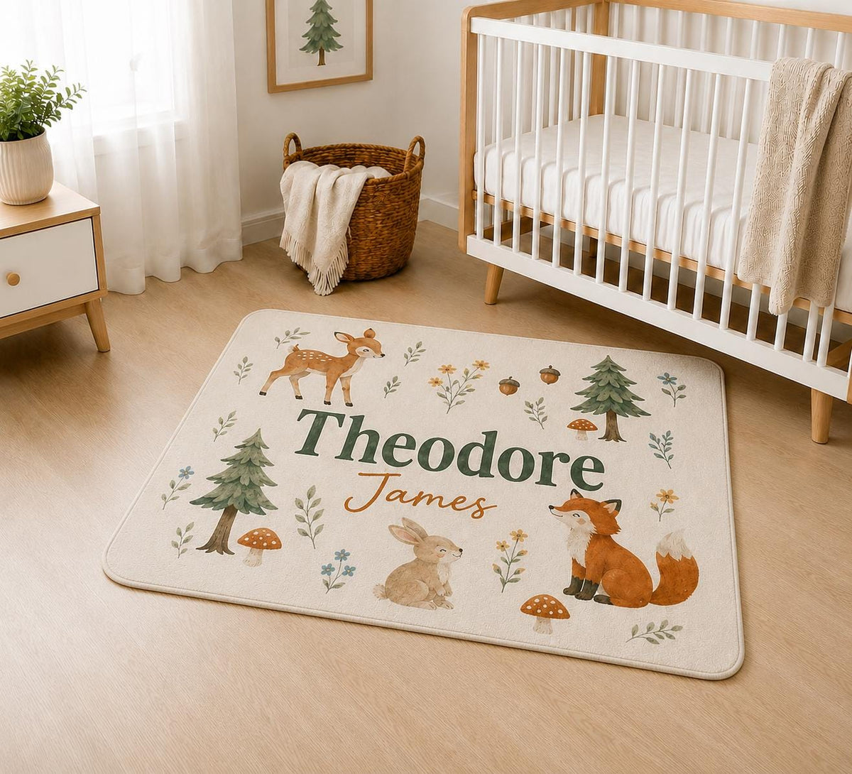 Personalized Nursery Rug, Custom Name Round Rug, Floral Baby Girl Room Decor, Daisy Kids Rug, Personalized Baby Shower Gift