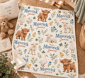 Personalized Farm Baby Blanket, Highland Cow Baby Blanket, Custom Name Farm Animals Blanket, Baby Boy Nursery Gift, Baby Chri