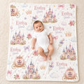 Personalized Princess Baby Blanket, Custom Name Fairytale Blanket, Princess Castle Nursery Blanket, Baby Girl Gift, Personali