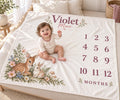 Personalized Baby Girl Milestone Blanket, Monthly Fawn Bunny Blanket, Custom Name Woodland Nursery Baby Shower Gift