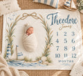 Personalized Nautical Baby Milestone Blanket, Coastal Baby Boy Blanket, Sailboat Monthly Milestone, Custom Name Blanket, Baby