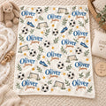 Personalized Soccer Baby Blanket, Custom Name Baby Boy Blanket, Soccer Nursery Decor, Football Baby Gift, Baby Shower Gift, B