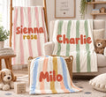 Personalized Baby Blanket, Custom Name Striped Blanket, Retro Baby Blanket, Baby Girl Boy Nursery Decor, Baby Christmas Gift
