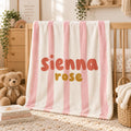 Personalized Baby Blanket, Custom Name Striped Blanket, Retro Baby Blanket, Baby Girl Boy Nursery Decor, Baby Christmas Gift